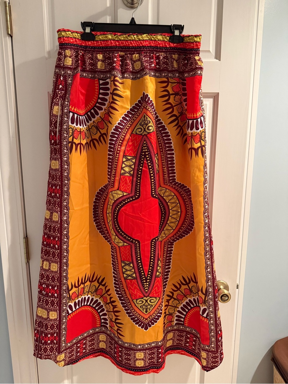 Women's Dashiki Print Maxi Skirt With Pockets Size XL